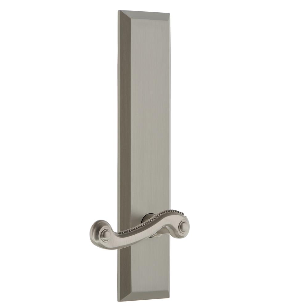 Grandeur by Nostalgic Warehouse FAVNEW Fifth Avenue Tall Plate Double Dummy with Newport Lever in Satin Nickel
